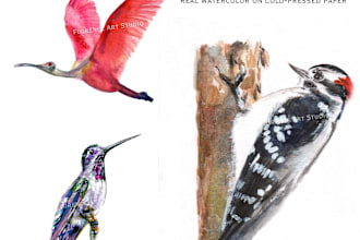 do watercolor painting of animals, botanicals, people, objects