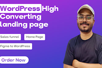 build a responsive wordpress landing page design, sales funnel, homepage design