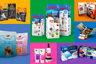 design custom box packaging, label bottle with 3d rendering