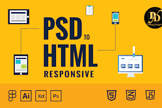 convert PSD to HTML,xd to HTML,figma to HTML CSS responsive
