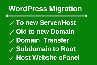 move, transfer or migrate wordpress websites new host or domain