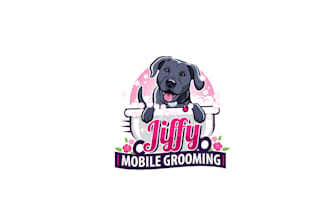 design classy and cute dog grooming logo