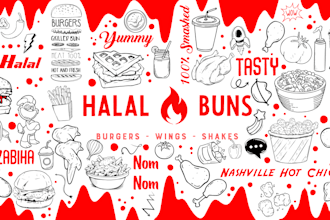 do office, home and restaurant wall art, mural, doodle art
