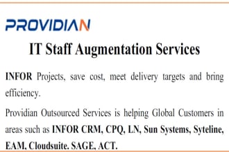 provide IT staff augmentation for infor, sage, zoho, act, odoo, staff on bench,