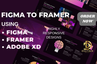 design creative website and mobile app UI in figma, framer