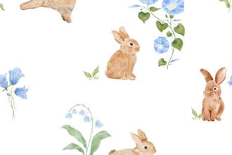 watercolor seamless patterns and individual illustrations