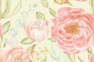 watercolor seamless patterns and individual illustrations