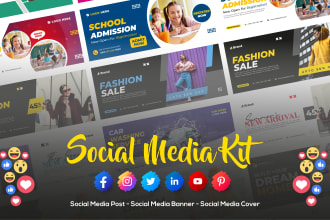 make social media kit, facebook cover, and  social media post