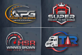 design transport logistics trucking dispatching and cargo logo