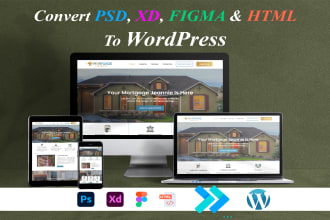 convert PSD, xd, figma, html to wordpress