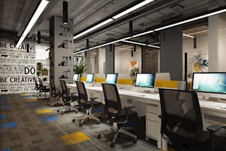 3d model office and workshops commercial  sketchup render