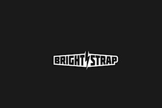 design a sporty snowboard style logo for bright strap
