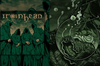 do stoner, psychedelic, metal album cover and merch
