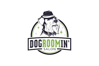 design a playful dog logo with a natural feel for our dog grooming salon