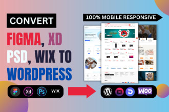 convert figma to wordpress website, xd,psd,wix to wordpress using elementor pro