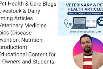write or polish veterinary, pet health articles