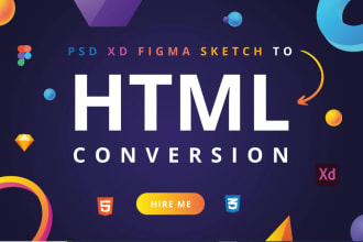 convert psd to html, xd to html, figma to html CSS