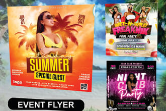 do professional event flyer , party flyer , club flyer and business flyer