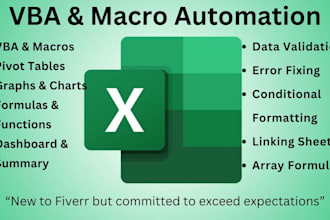 provide ms excel macro and vba services to solve  problems
