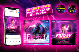 design party flyer, nightclub, concert, dj, hiphop, music event flyer