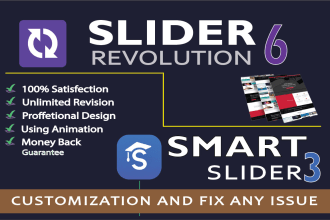 design, customize and fix revolution slider, smart slider 3