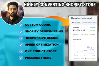 build custom coding shopify website, dropshipping store