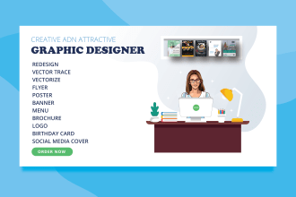 graphic design, redesign, vector trace, banner, flyer, menu, business card