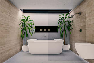 design the bathroom with 3d modeling and rendering