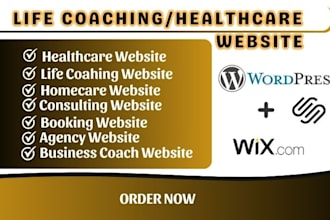 design healthcare, life coaching website, homecare, consulting, booking website