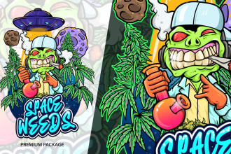 design unique cannabis cartoon mascot logo design