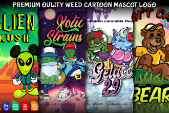 design cartoon weed cannabis logo illustration