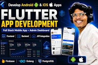develop flutter mobile app for android ios with backend
