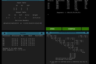 implement scheduling schemes and different algorithms in c, cpp, python etc