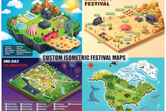 create isometric event map, vector 3d festival and venue map