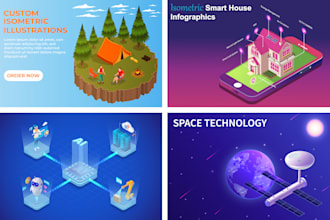 create isometric vector illustrations, infographics and maps