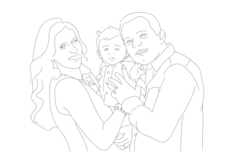 draw simple line art vector portraits, pet, products