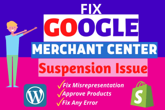 fix google merchant center suspension and misrepresentation
