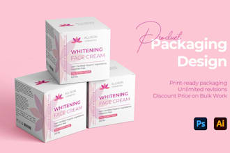 revamp and design box packaging with die cut die line and cosmetic skin label