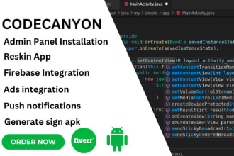 reskin android app and install codecanyon admin panel