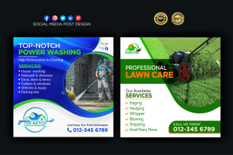 design social media post for lawn care, pressure washing, junk removal, cleaning