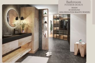 make a realistic 3d rendering for your bathroom