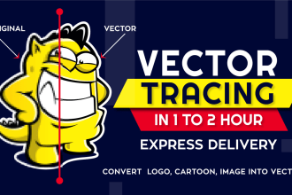do vector tracing, vectorize image in 1 to 2 hour