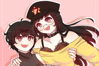 draw a cute anime character, couple, oc etc