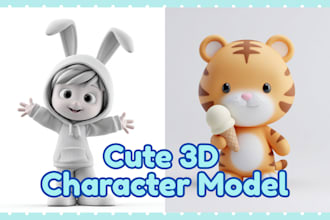 create 3d cute character modeling for mascot and animation