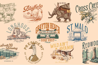 create hand drawn vintage illustration for your brand