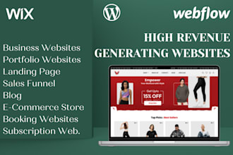 develop a modern webflow, wordpress or wix websites