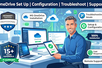 setup,fix and provide microsoft onedrive backup and application support