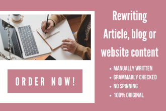 manually rewrite an article, blog or website content