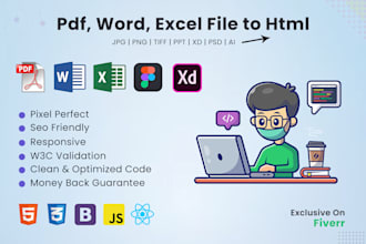 convert pdf, jpg, png, word, excel file to html, css