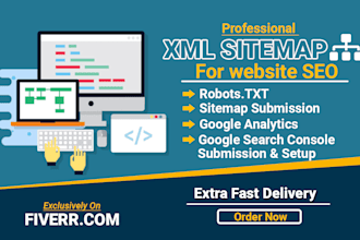 set up XML sitemap, robots txt, and google analytics for website seo